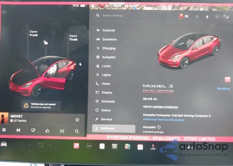 2018 Tesla Model 3 Long Range/Performance z USA, uszkodzony, nr VIN 5YJ3E1EBXJF085530